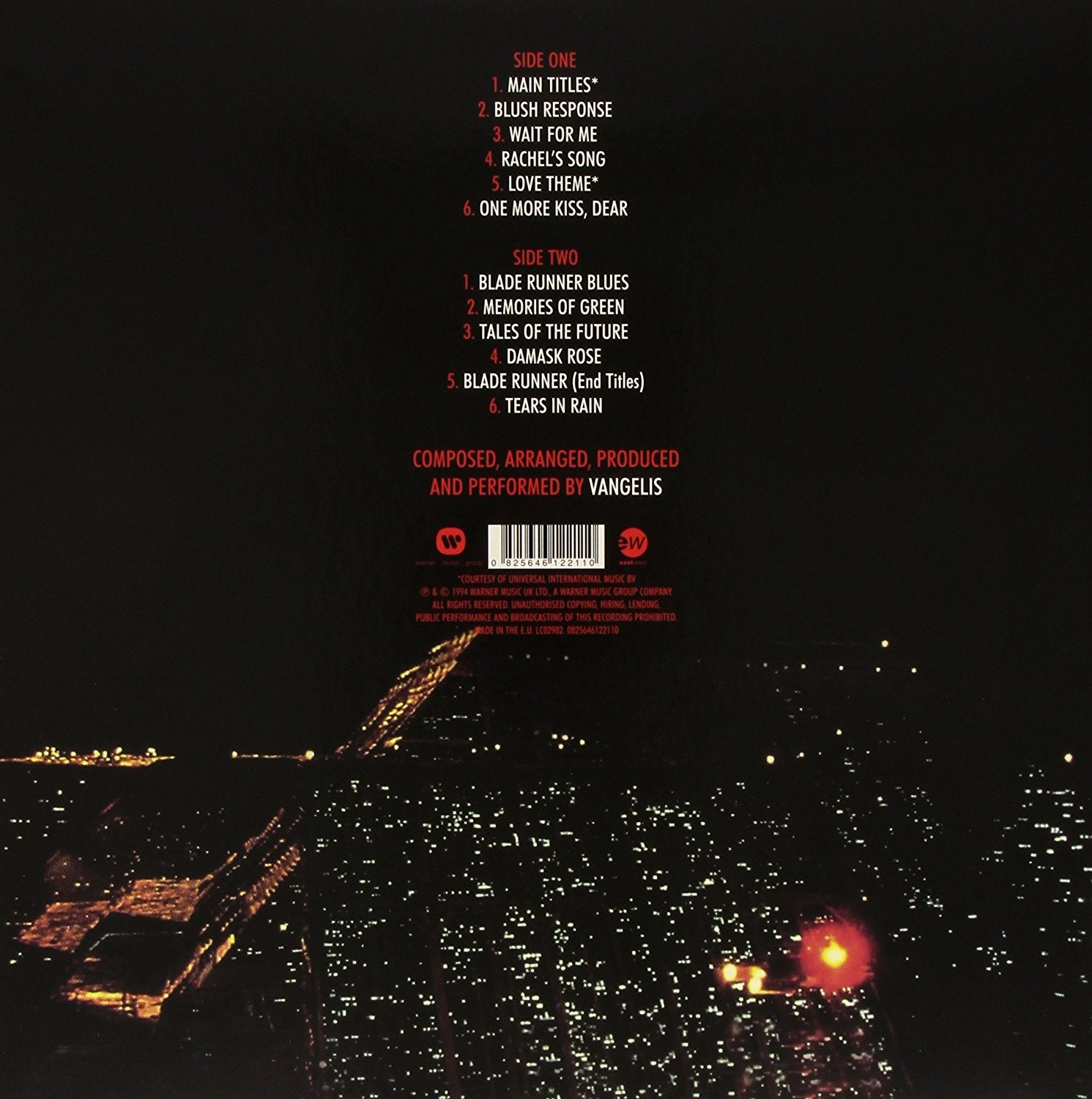 Blade Runner Original Soundtrack- Vangelis. 180g Heavyweight Gatefold Vinyl