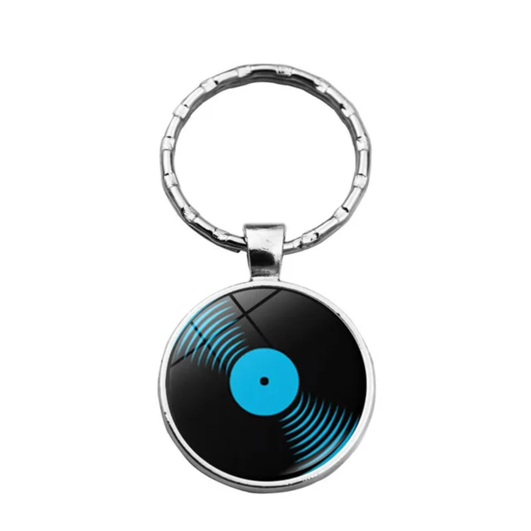 Record style keyring (Blue Centre)