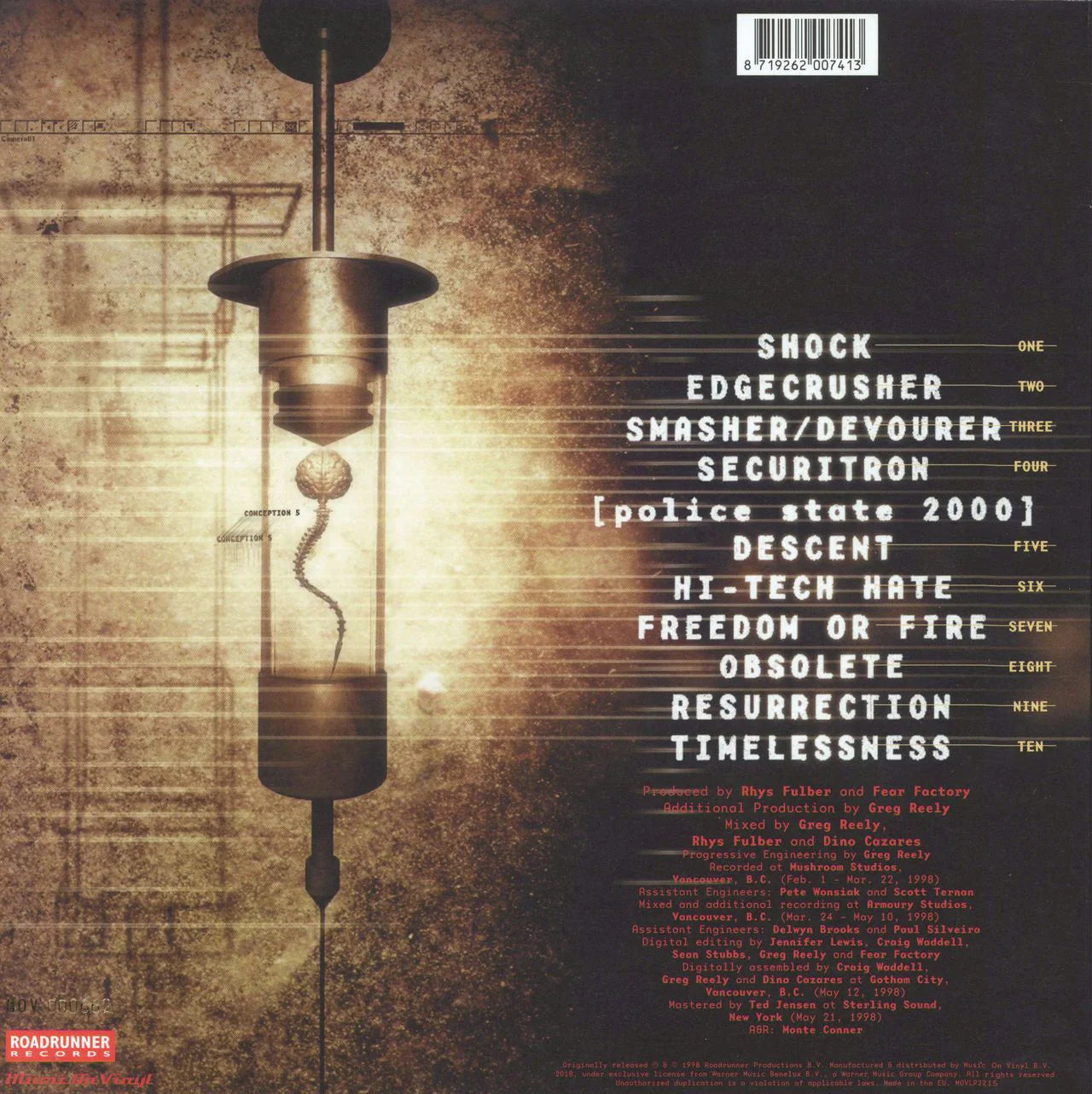 Fear Factory-Obsolete. Ltd Numbered Edition, 4 page booklet, Black/Clear Marbled vinyl