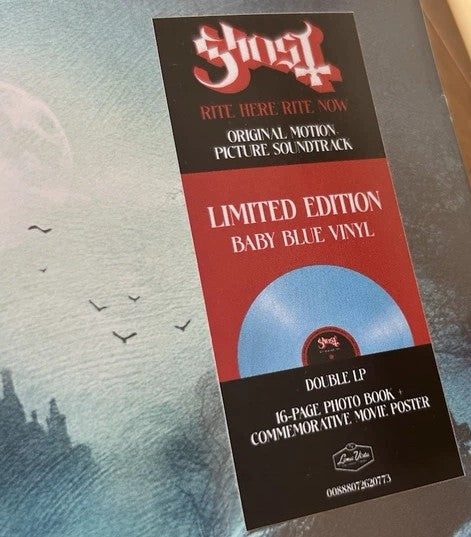 Ghost- Rite Here Rite Now. Limited Edition Baby Blue 2LP Vinyl, Inc' 16 Page Booklet & Poster