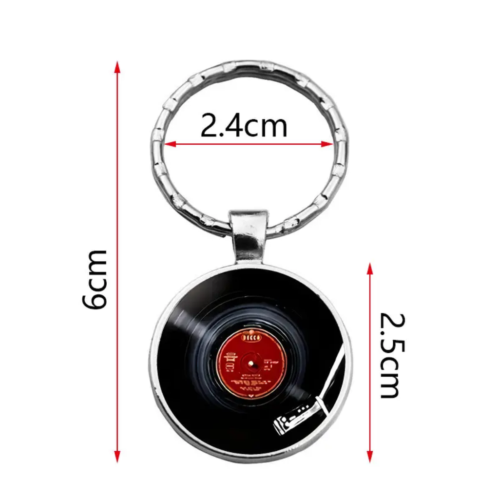 Record style keyring (white centre/white grooves)