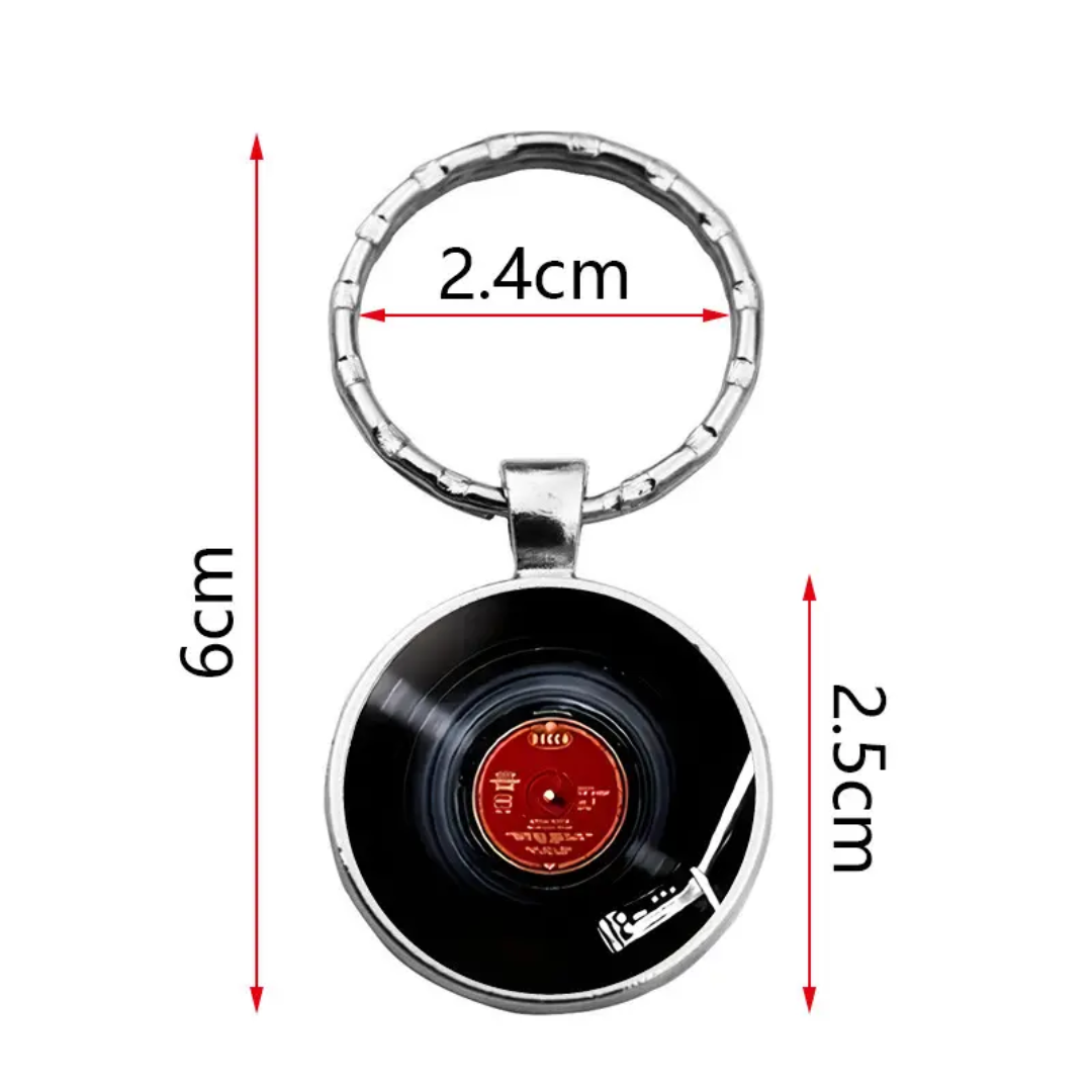 Record style keyring (Red Tone Arm Centre)