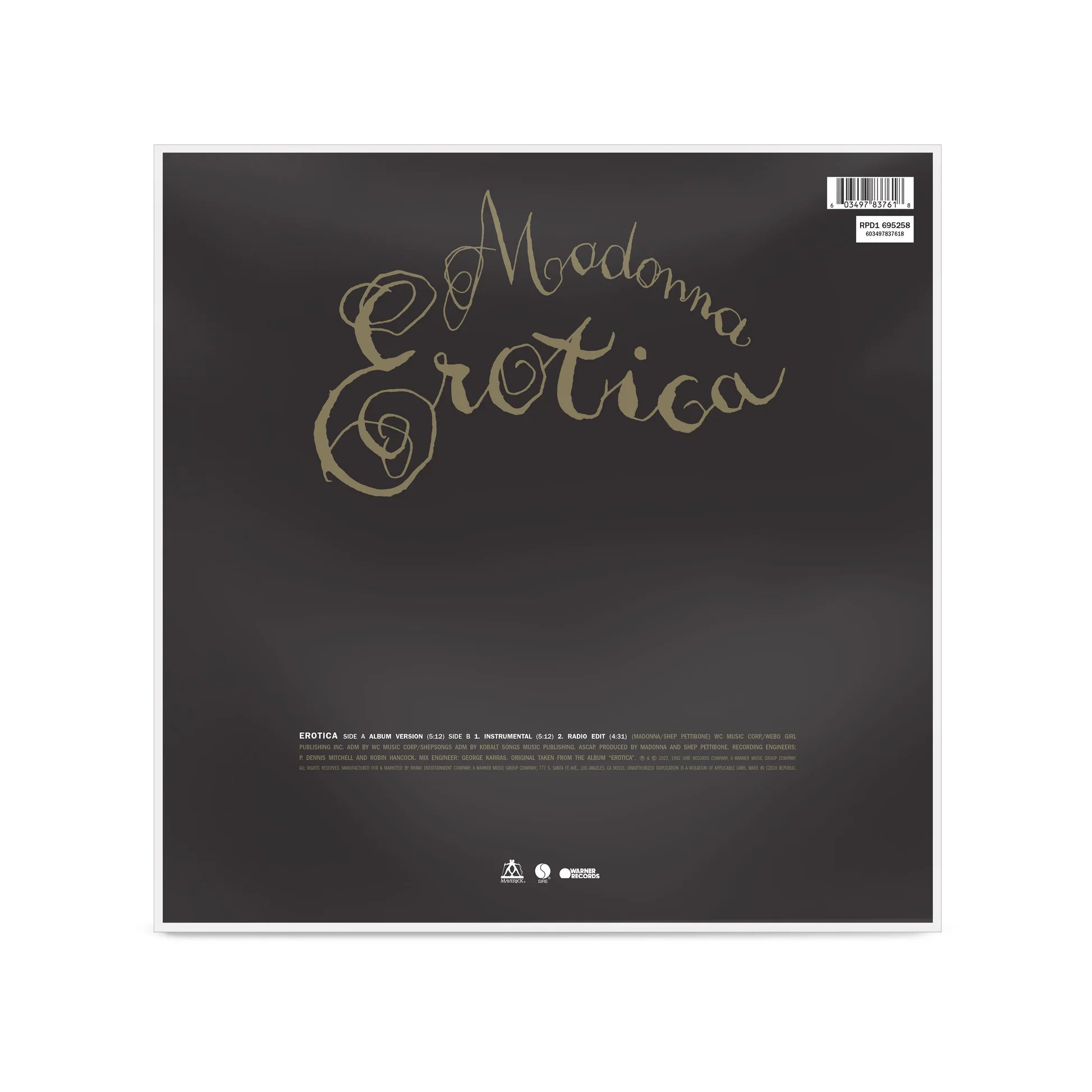 Madonna- Erotica 12", Limited Edition Picture Disc 30th Anniversary 12" Vinyl