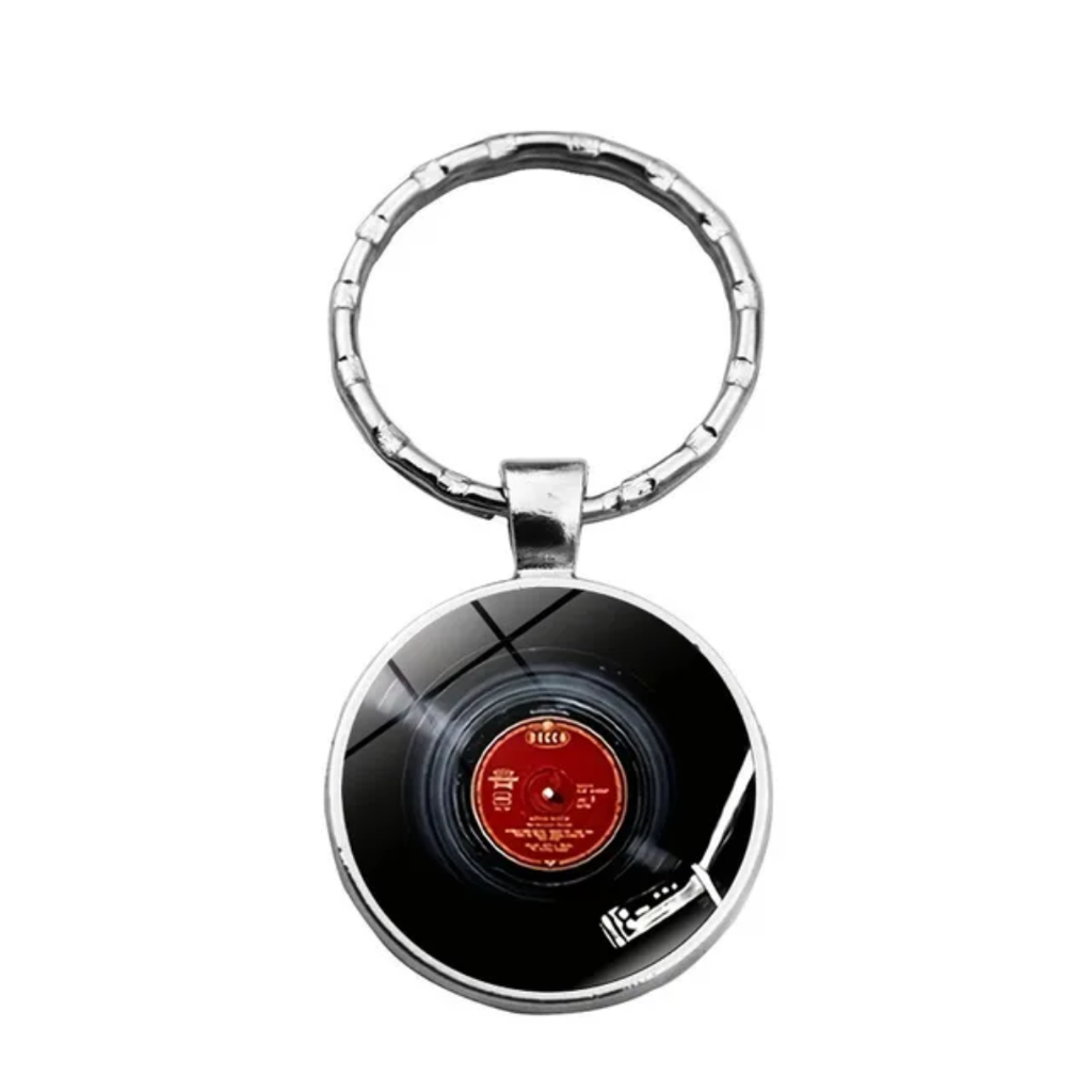 Record style keyring (Red Tone Arm Centre)
