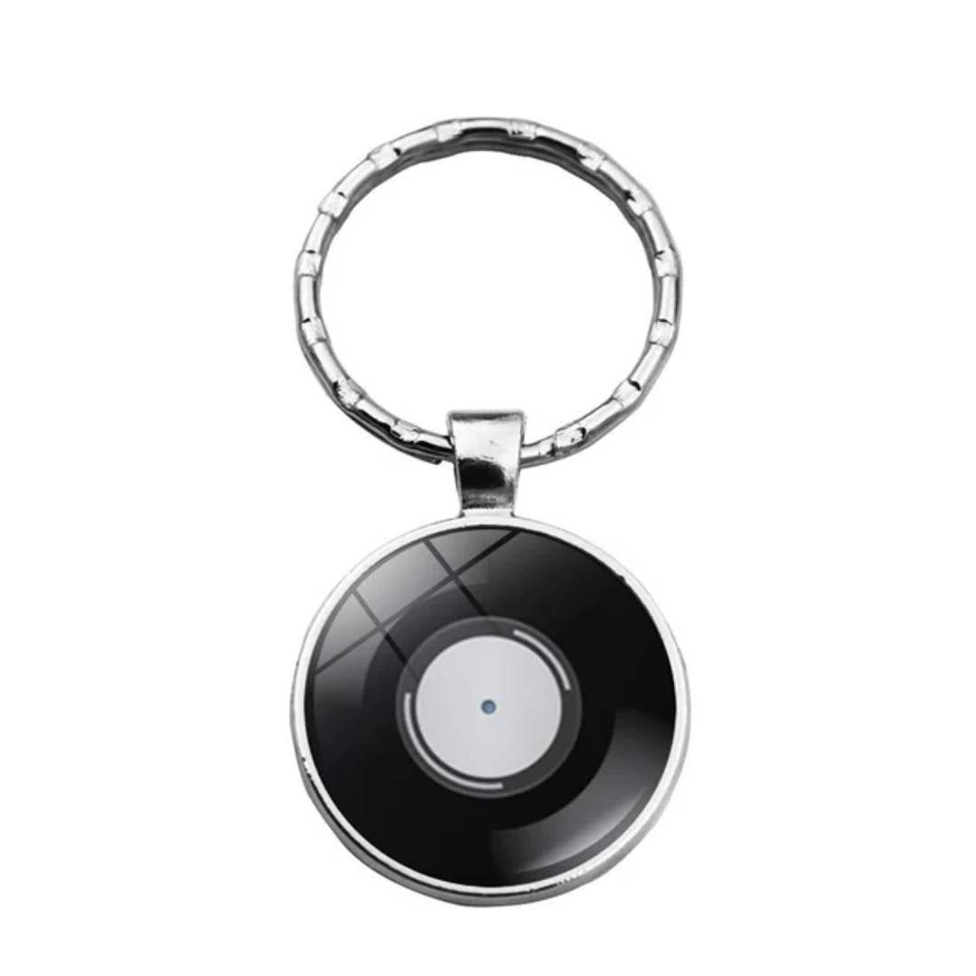 Record style keyring (White Smooth Groove Centre)